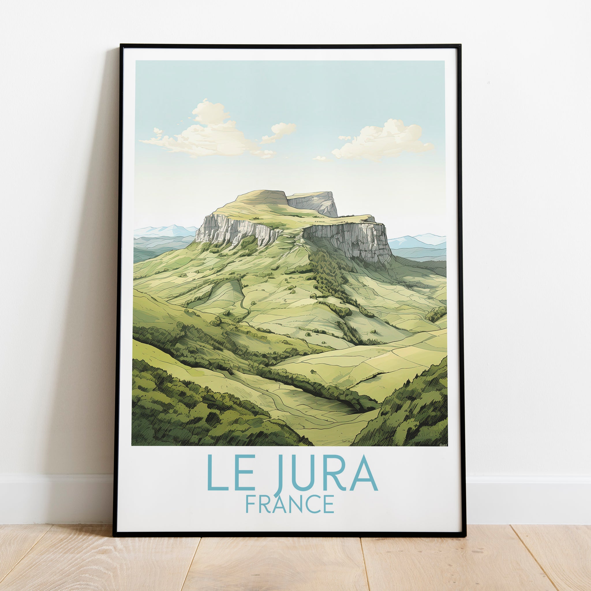 Le Jura travel poster on the ground France