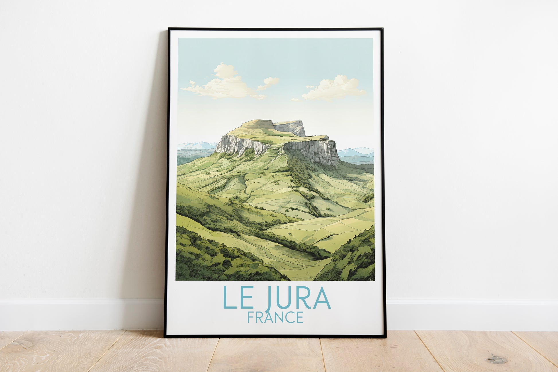 Le Jura travel poster on the ground France