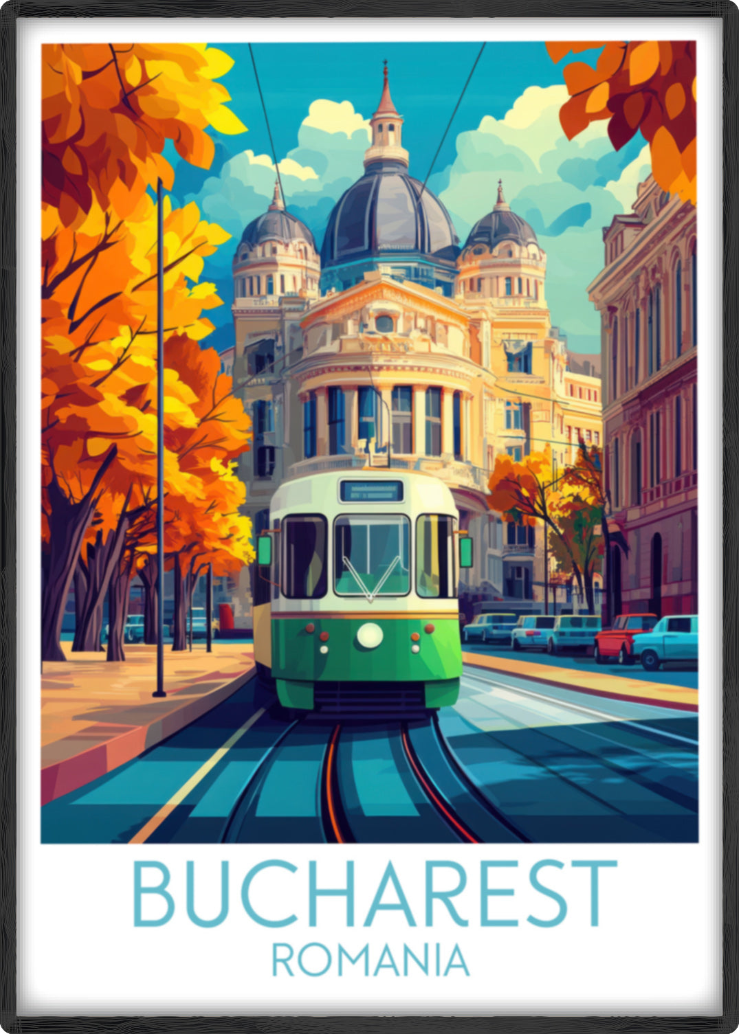 Bucharest travel poster main Romania