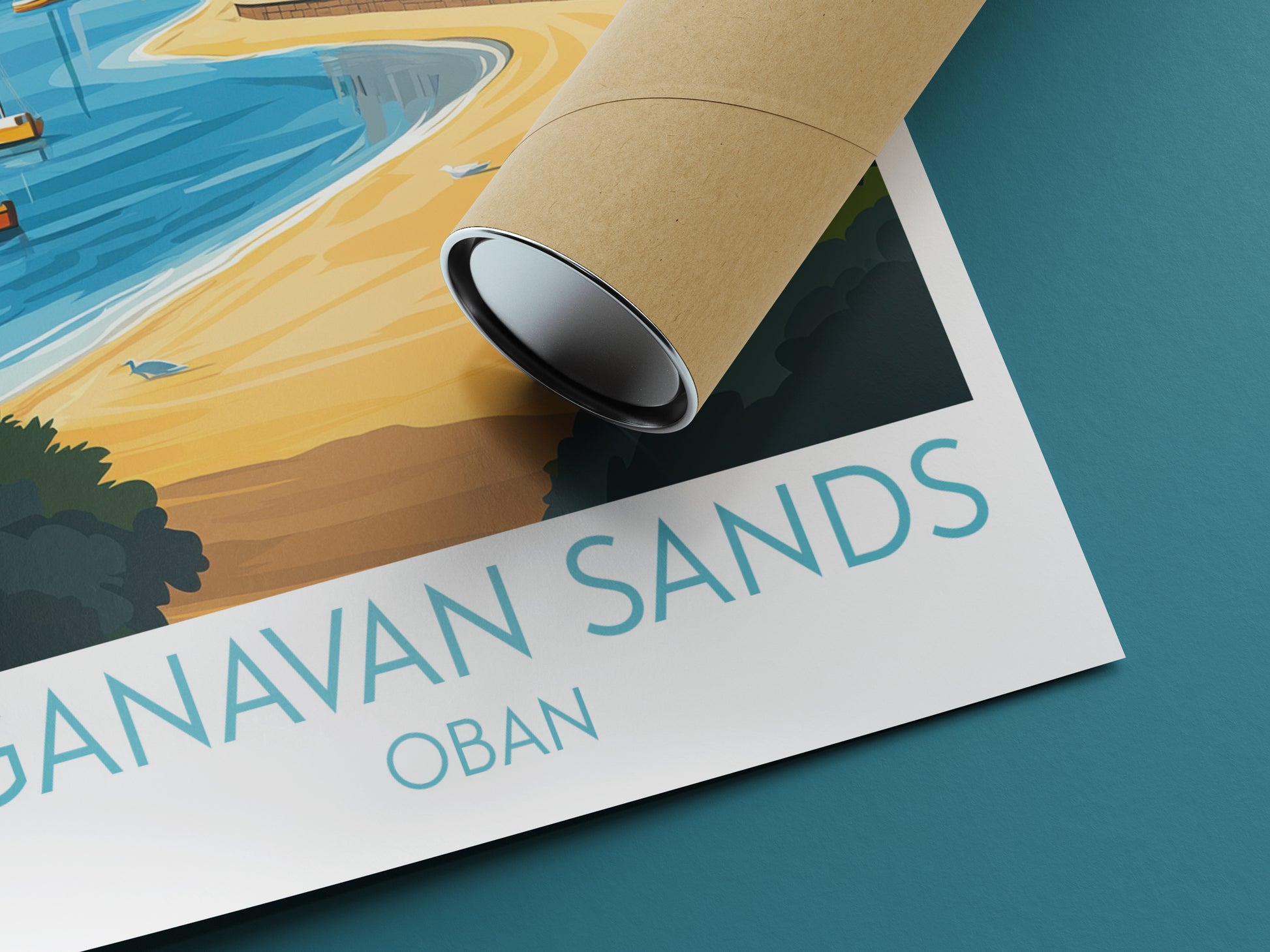 Ganavan Sands travel poster rolled Oban