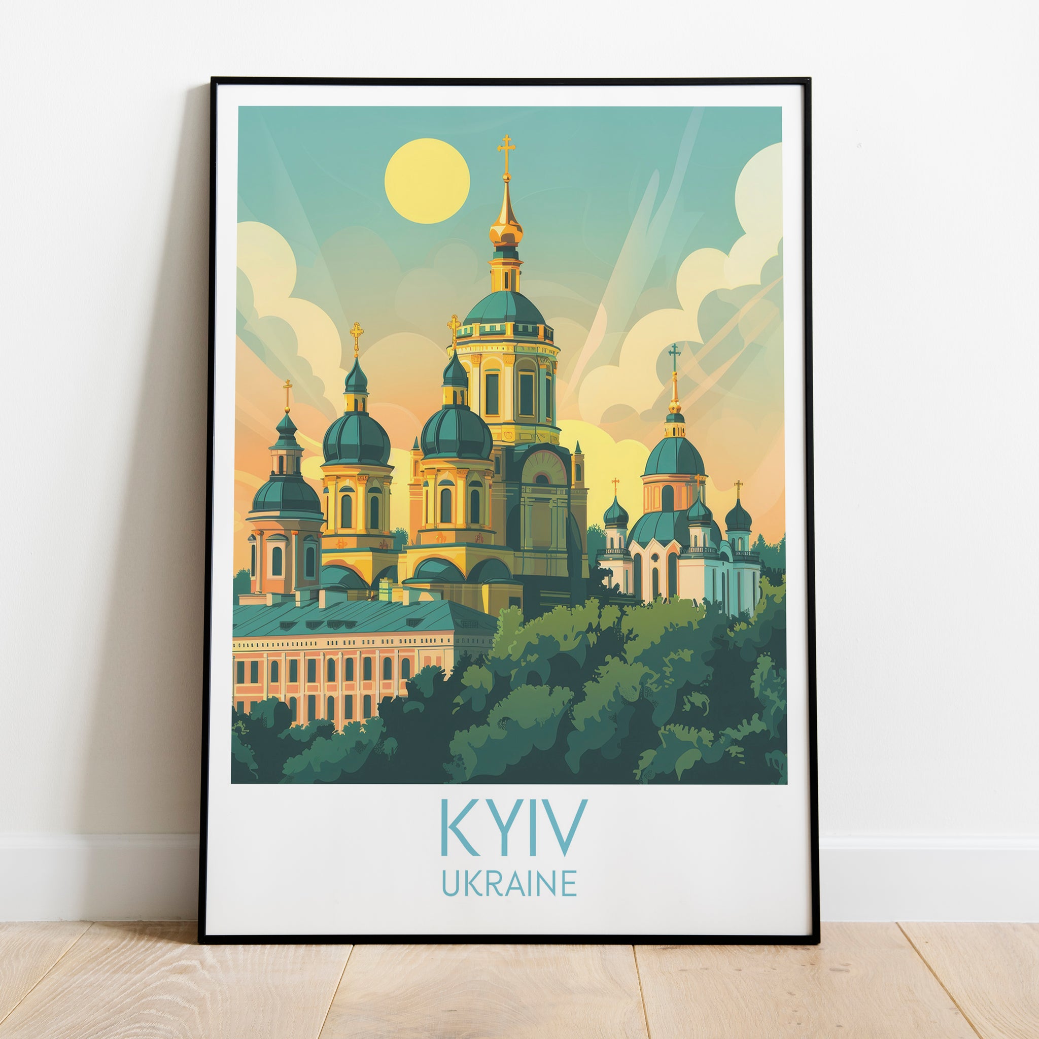 Kyiv travel poster on the ground Ukraine