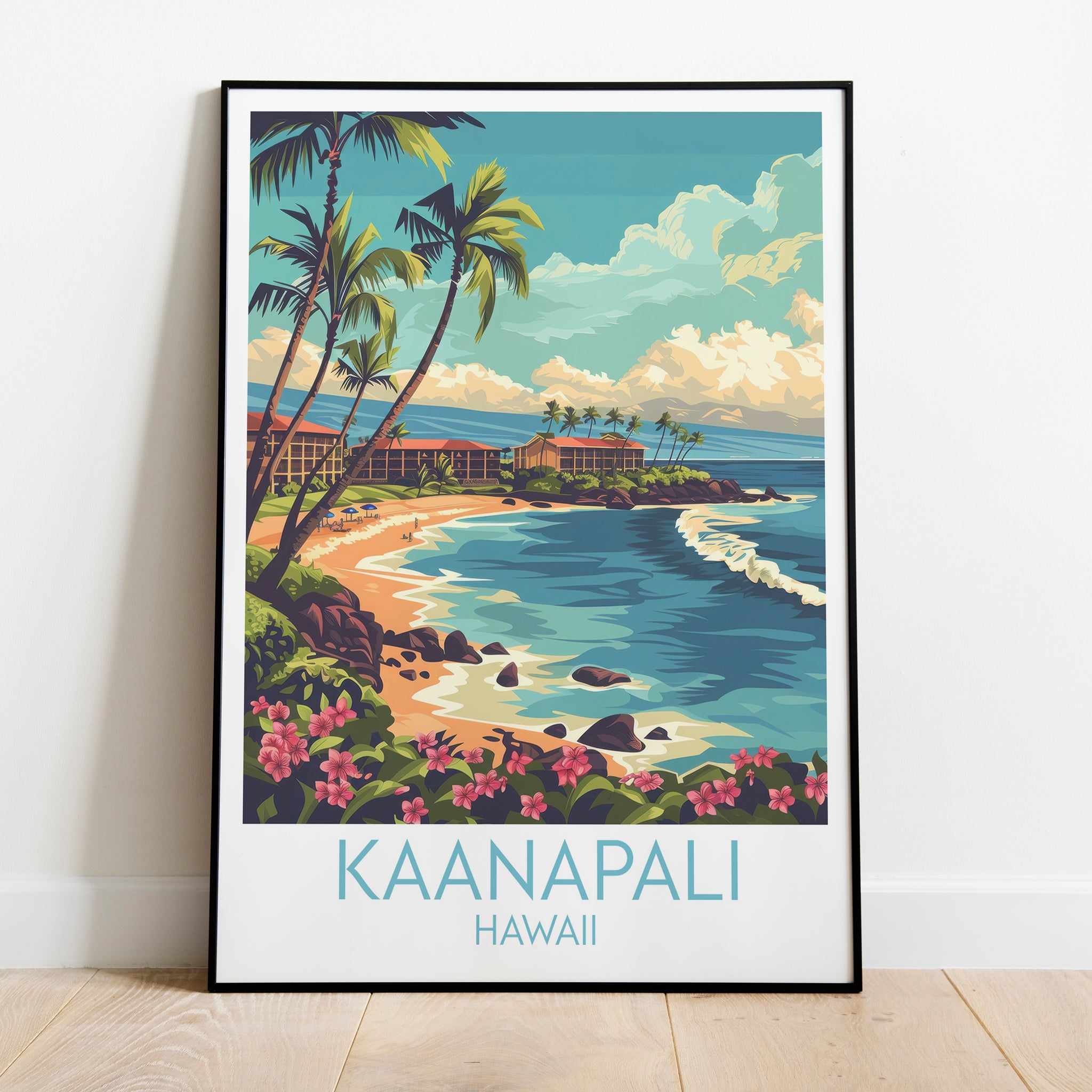 Kaanapali travel poster on the ground Hawaii