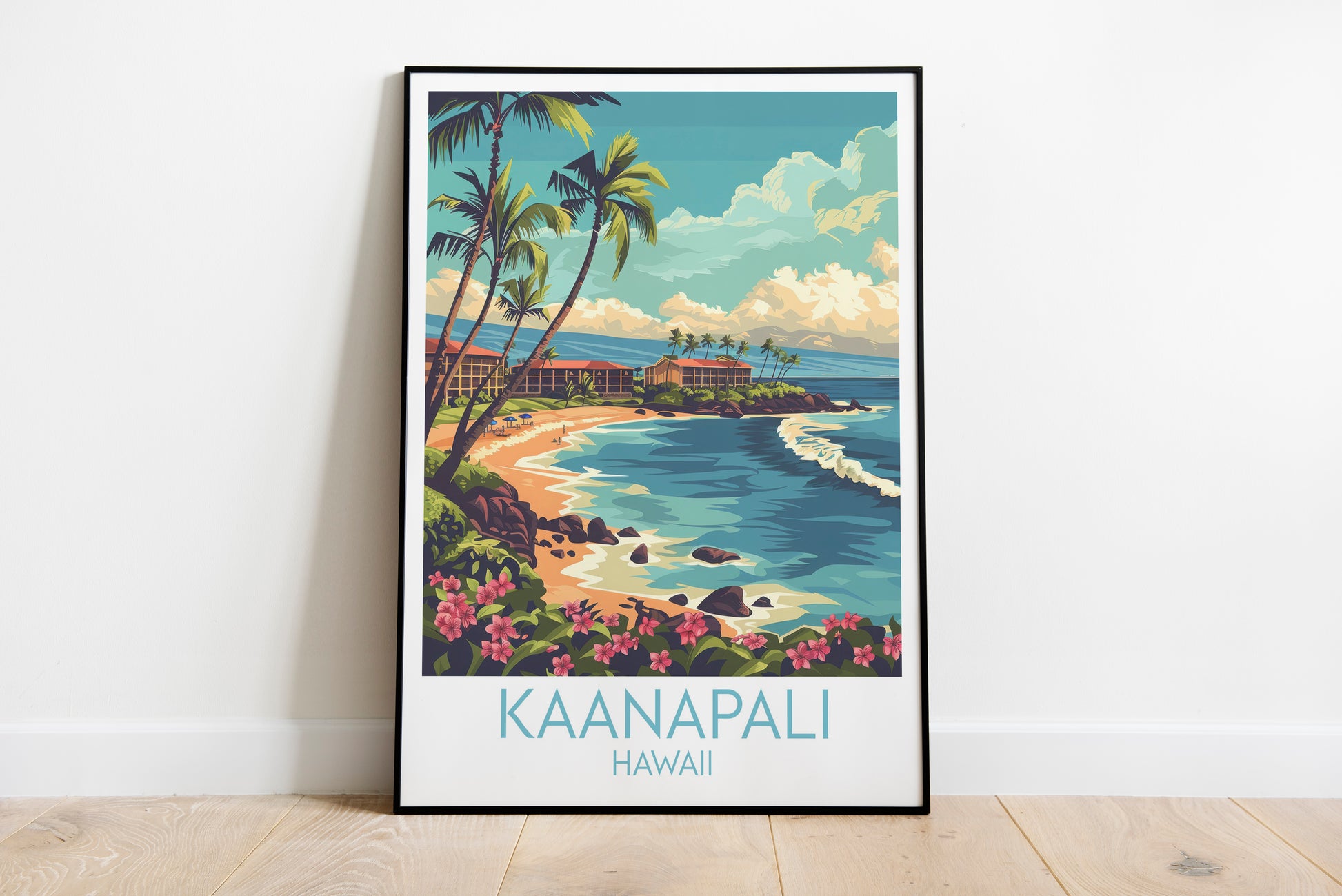 Kaanapali travel poster on the ground Hawaii