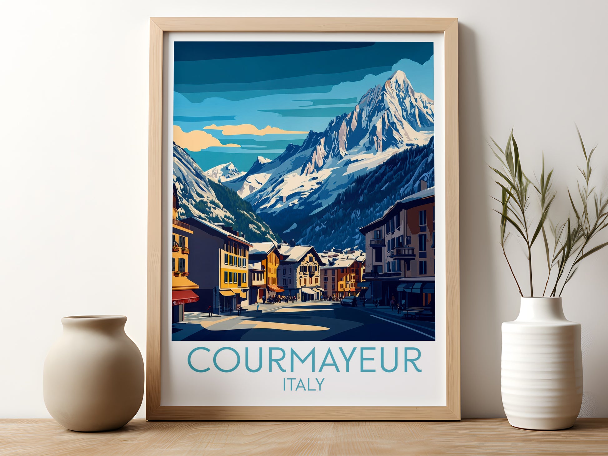 Courmayeur travel poster for kitchen Italy