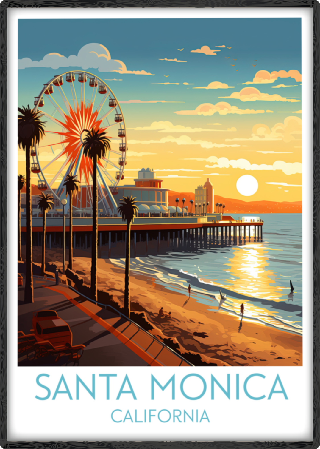 santa monica travel poster main california