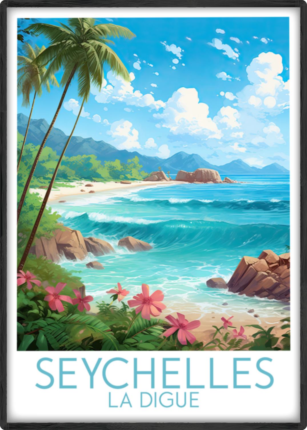 seychelles travel poster main la digue