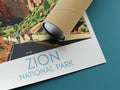 Zion travel poster rolled National Park