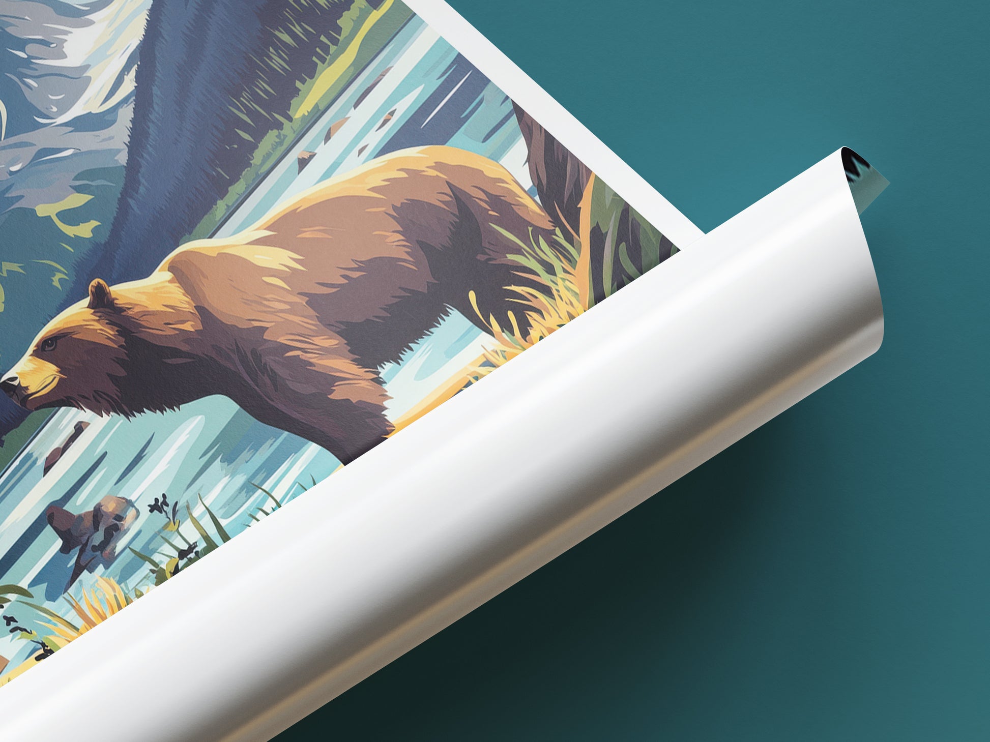 Katmai travel poster tube Alaska