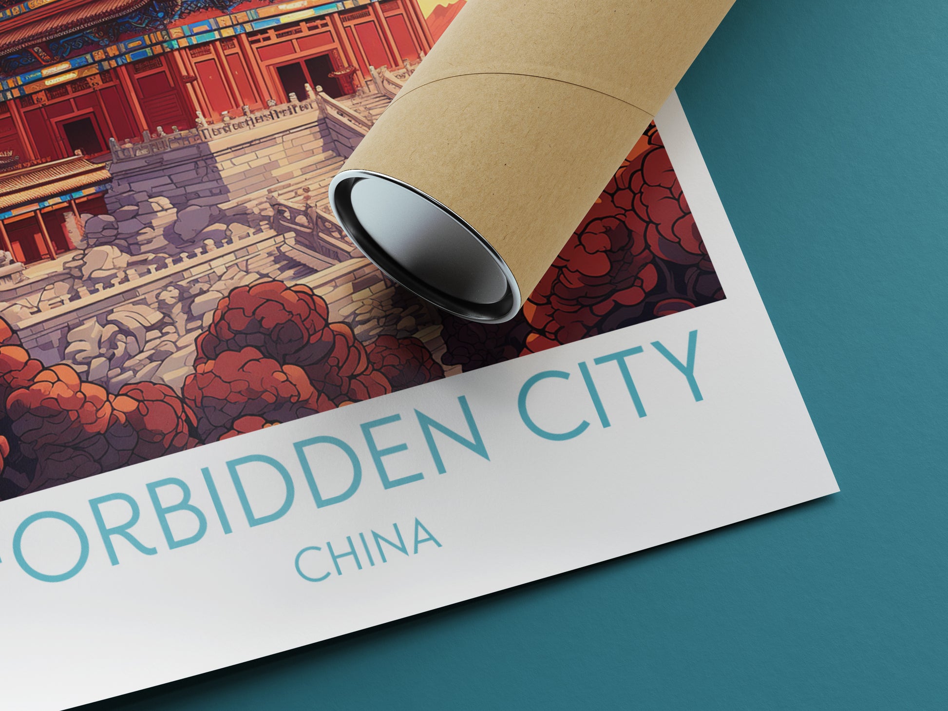 Forbidden City travel poster rolled China