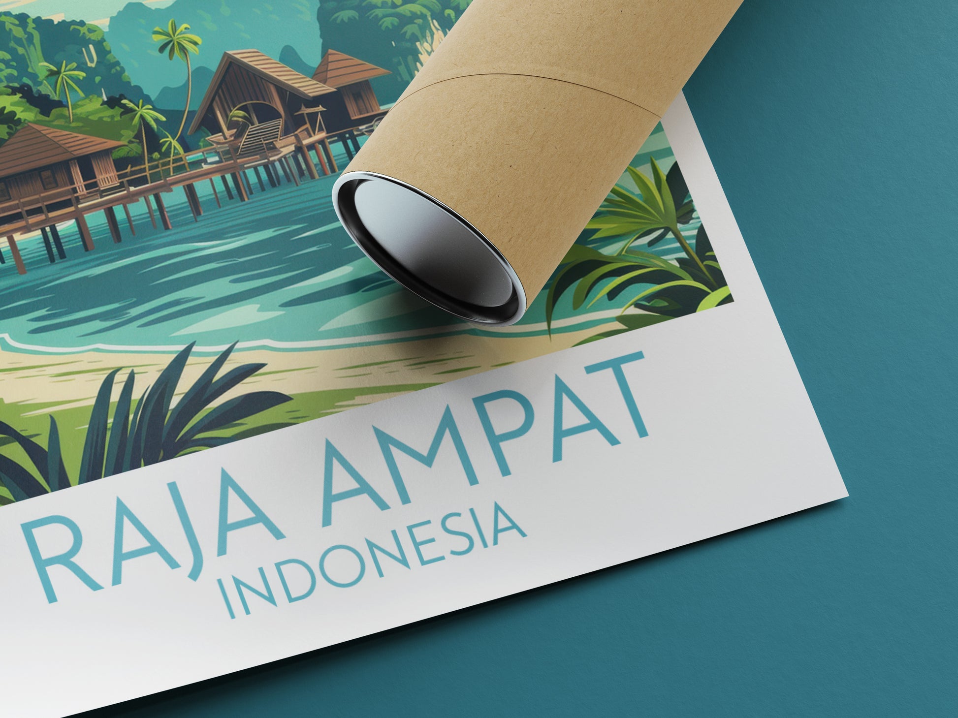 Raja Ampat travel poster rolled Indonesia