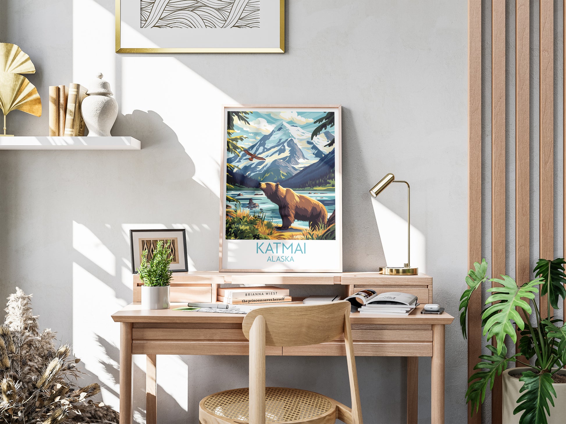 Katmai travel poster for desk Alaska