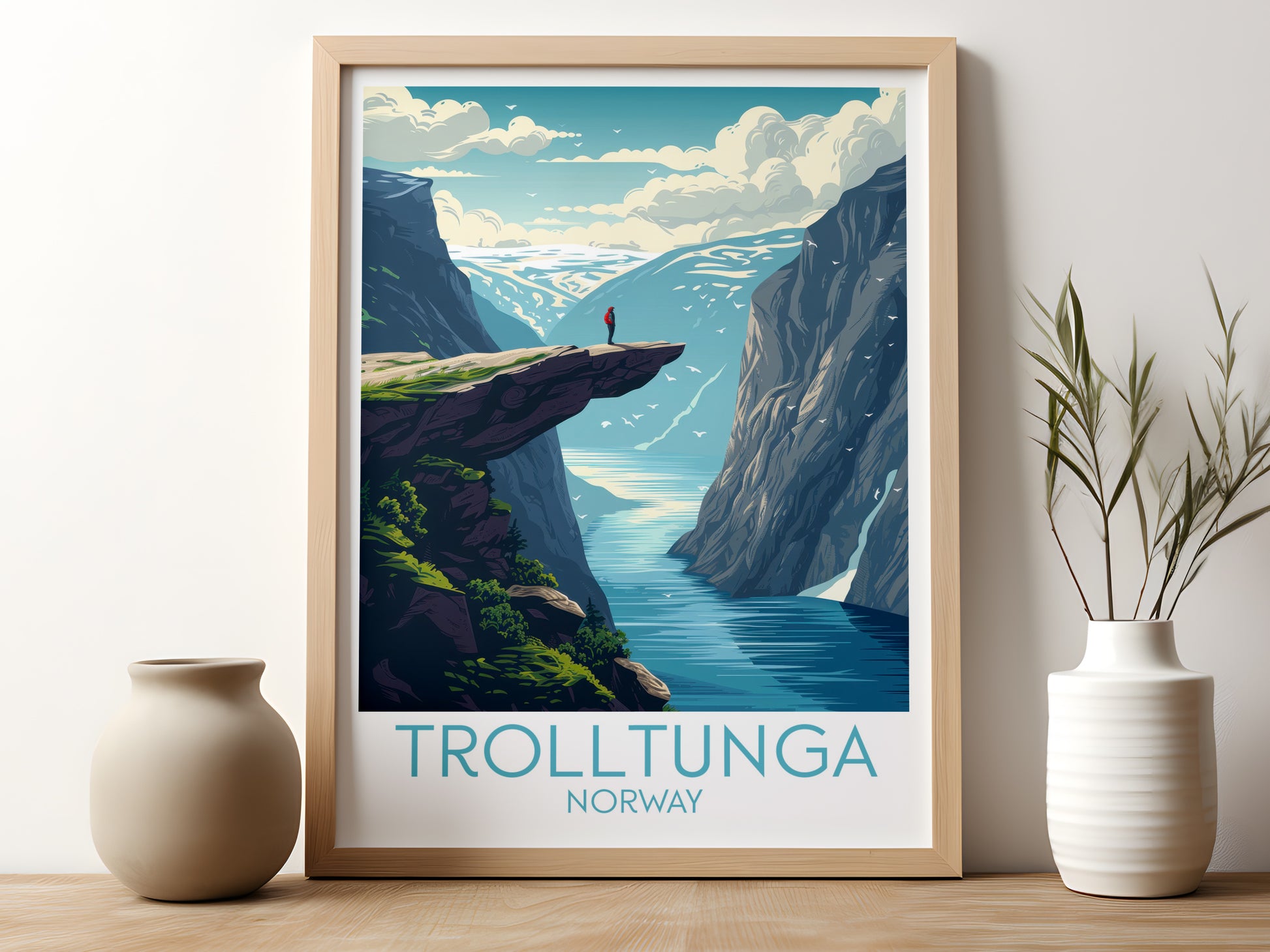 Trolltunga travel poster for kitchen Norway