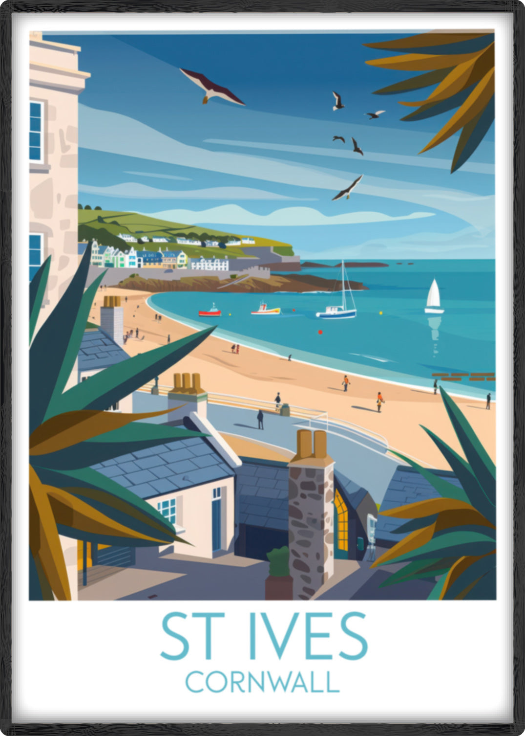 St Ives travel poster main Cornwall