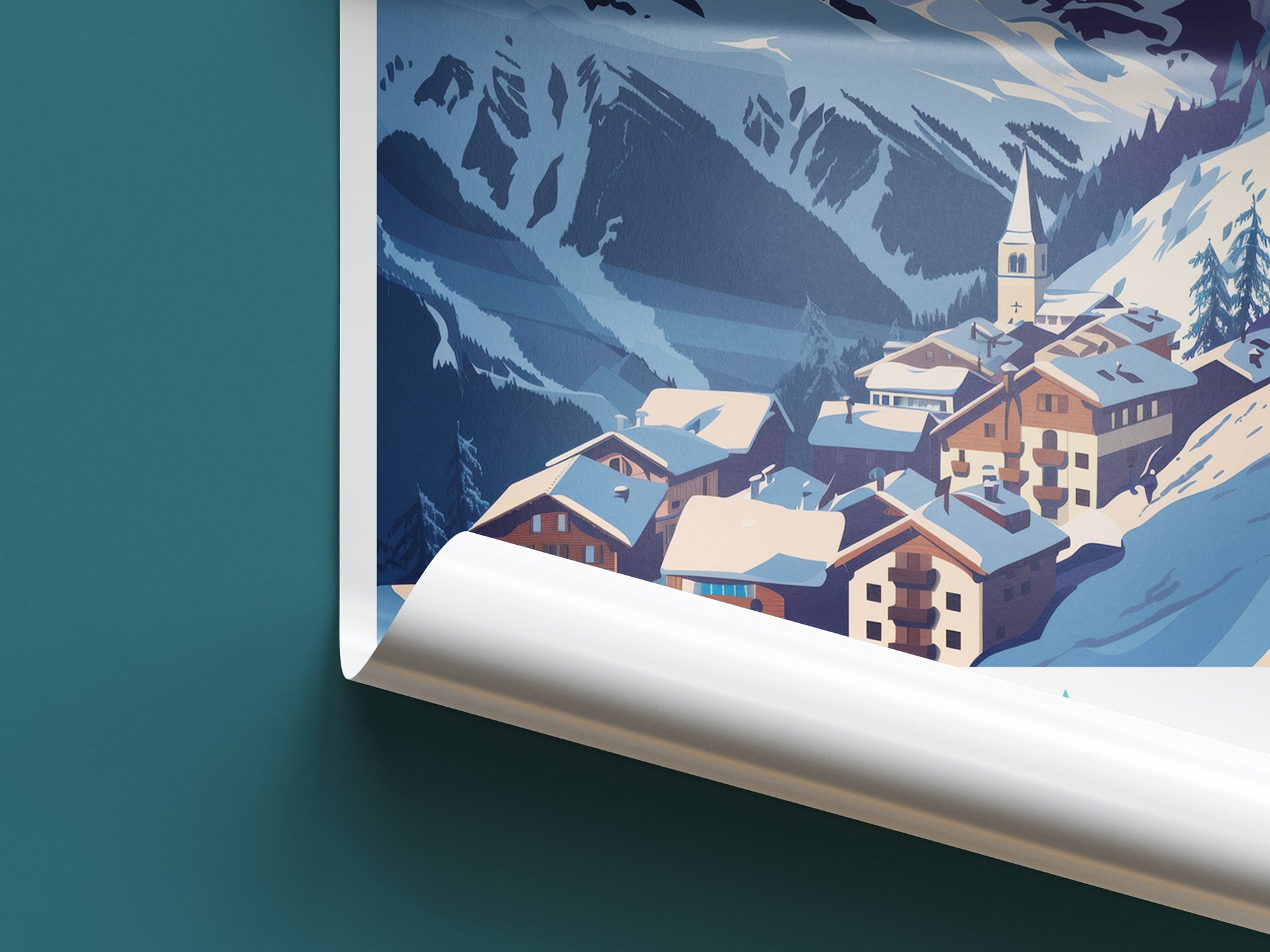 Cervinia travel poster roll up Italy