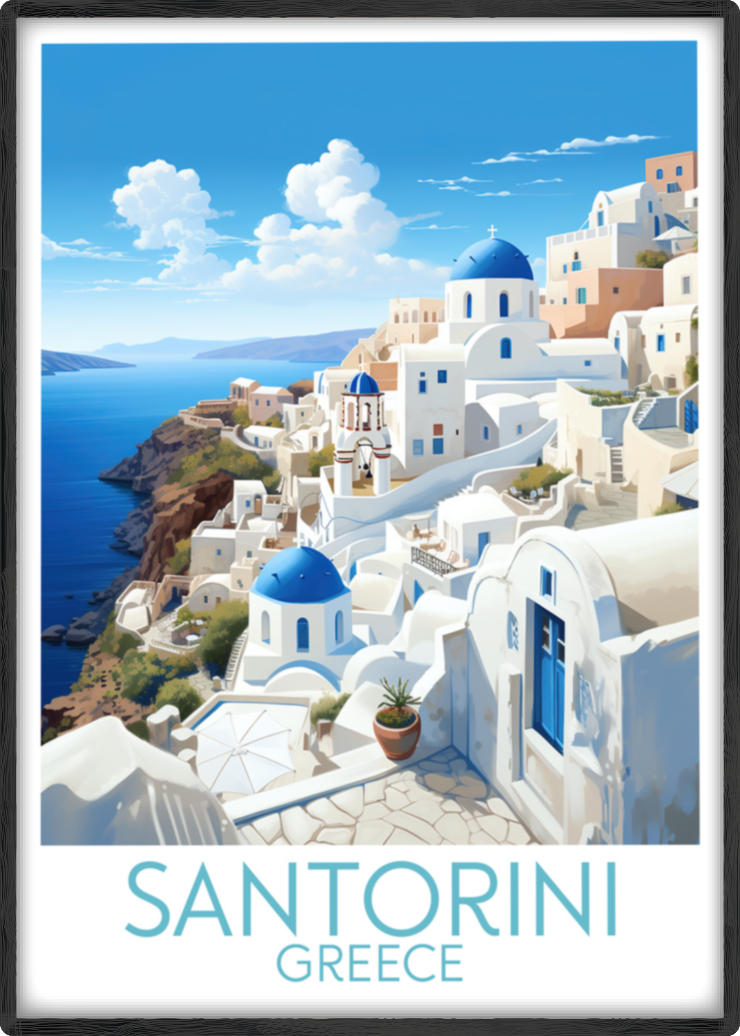 santorini travel poster main greece