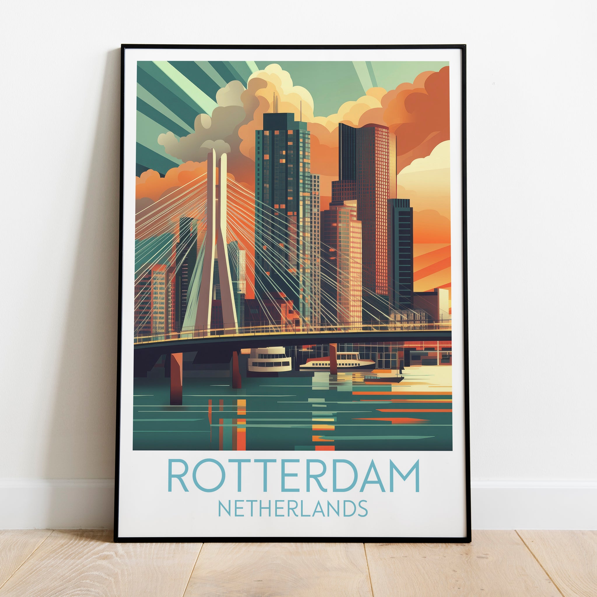 Rotterdam travel poster on the ground Netherlands