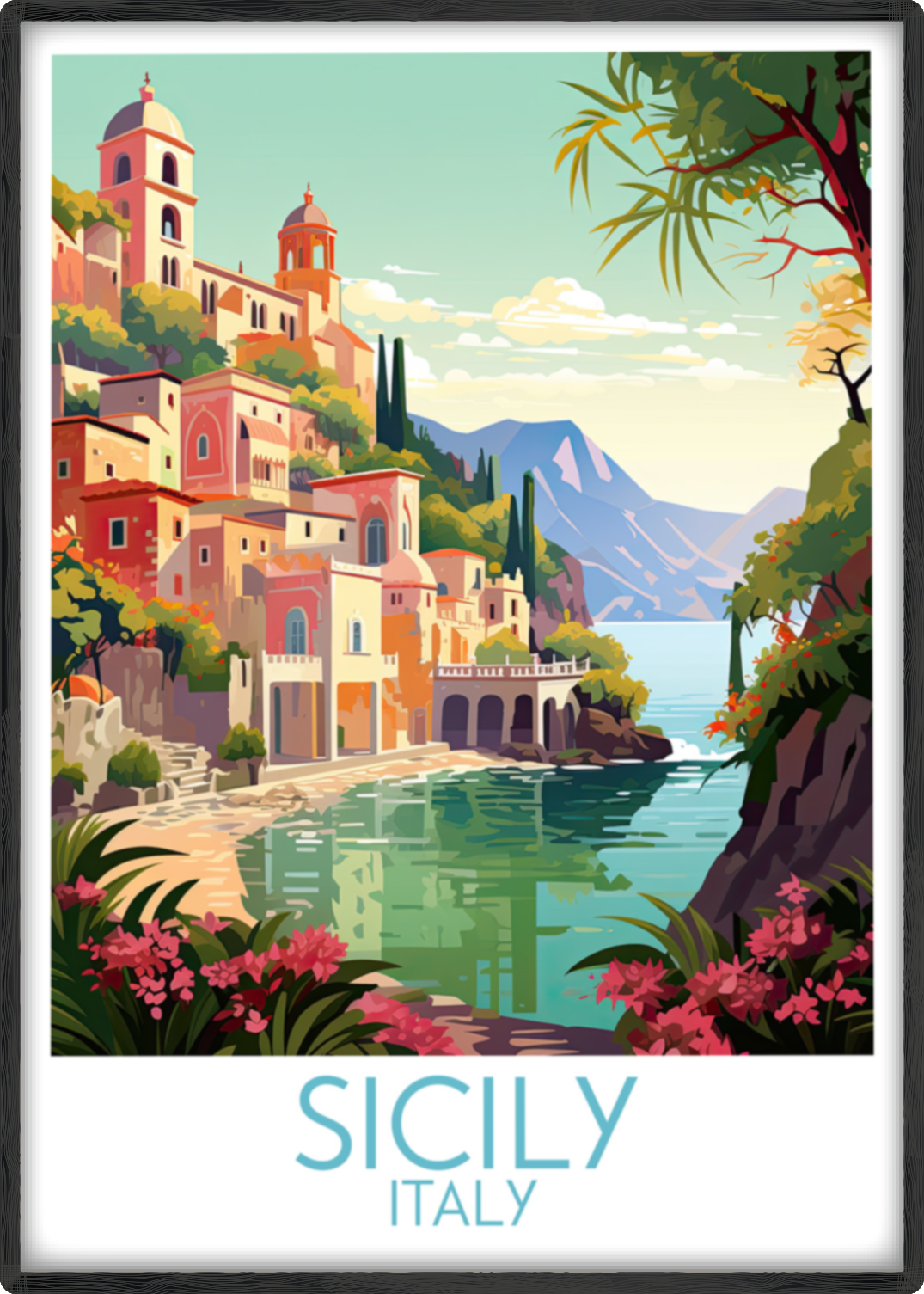 sicily travel poster main italy