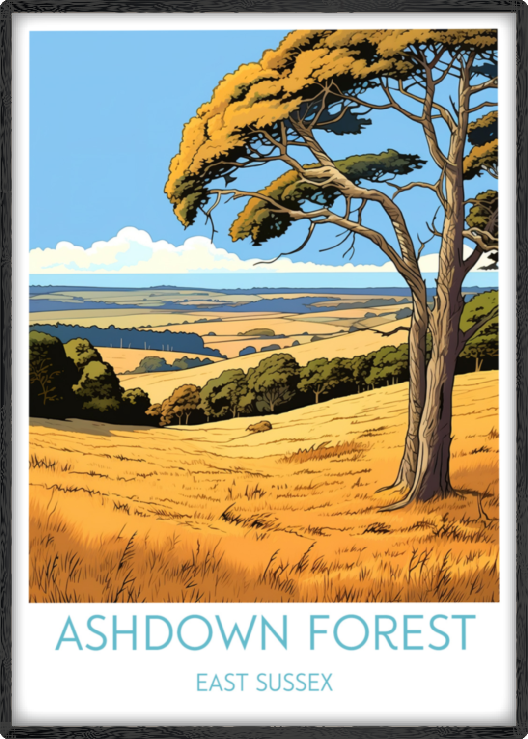 ashdown forest travel poster main east sussex