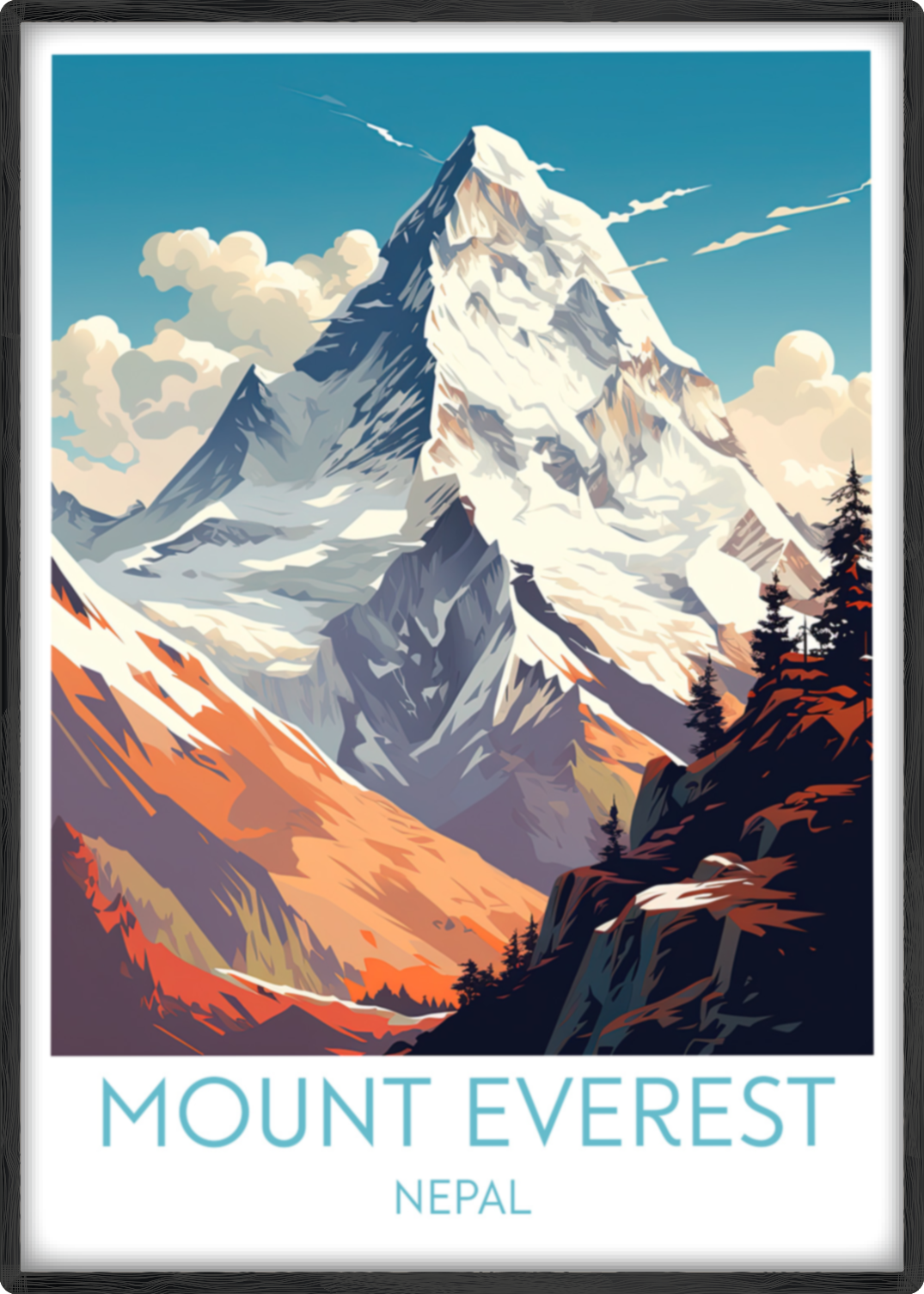 mount everest travel poster main nepal