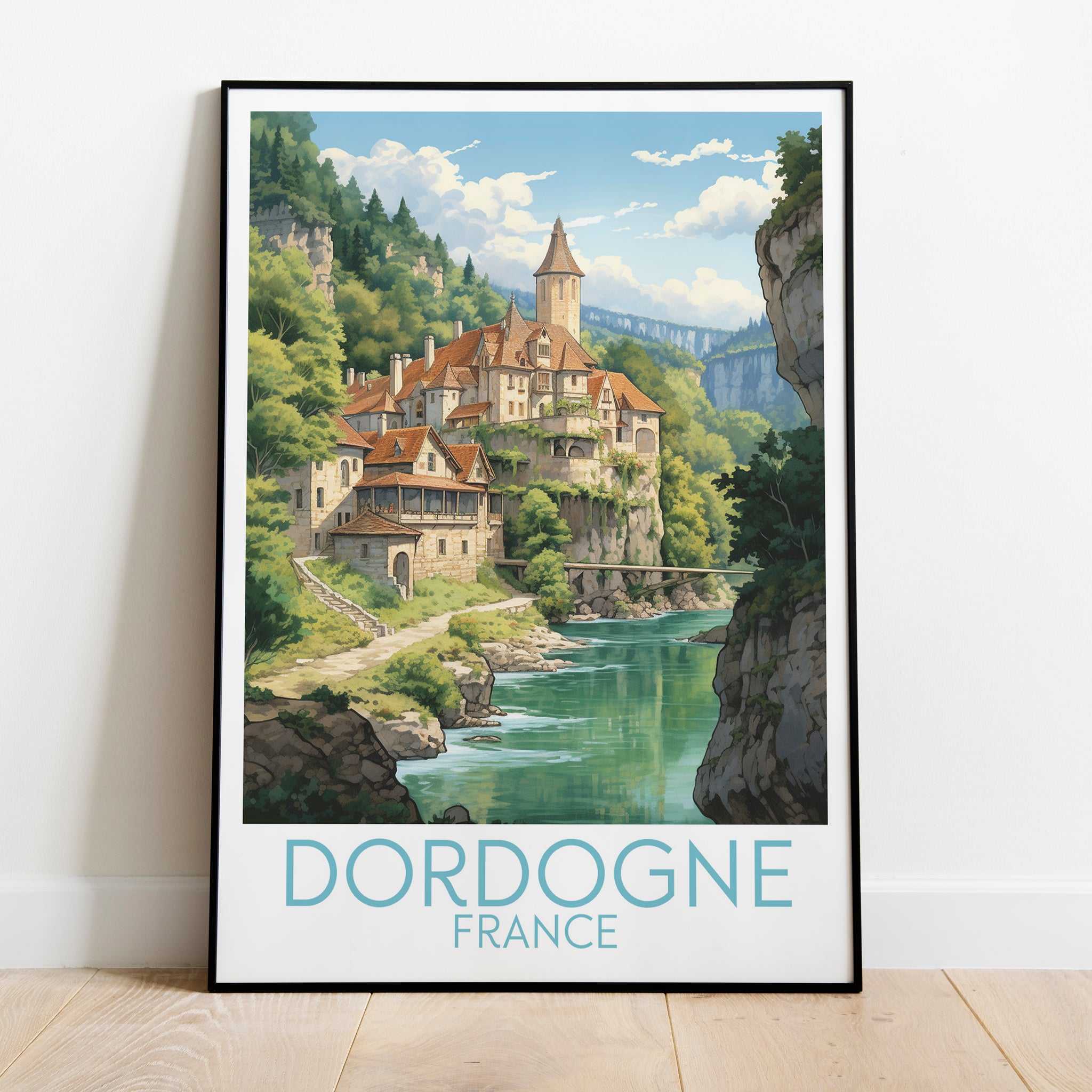 Dordogne travel poster on the ground France