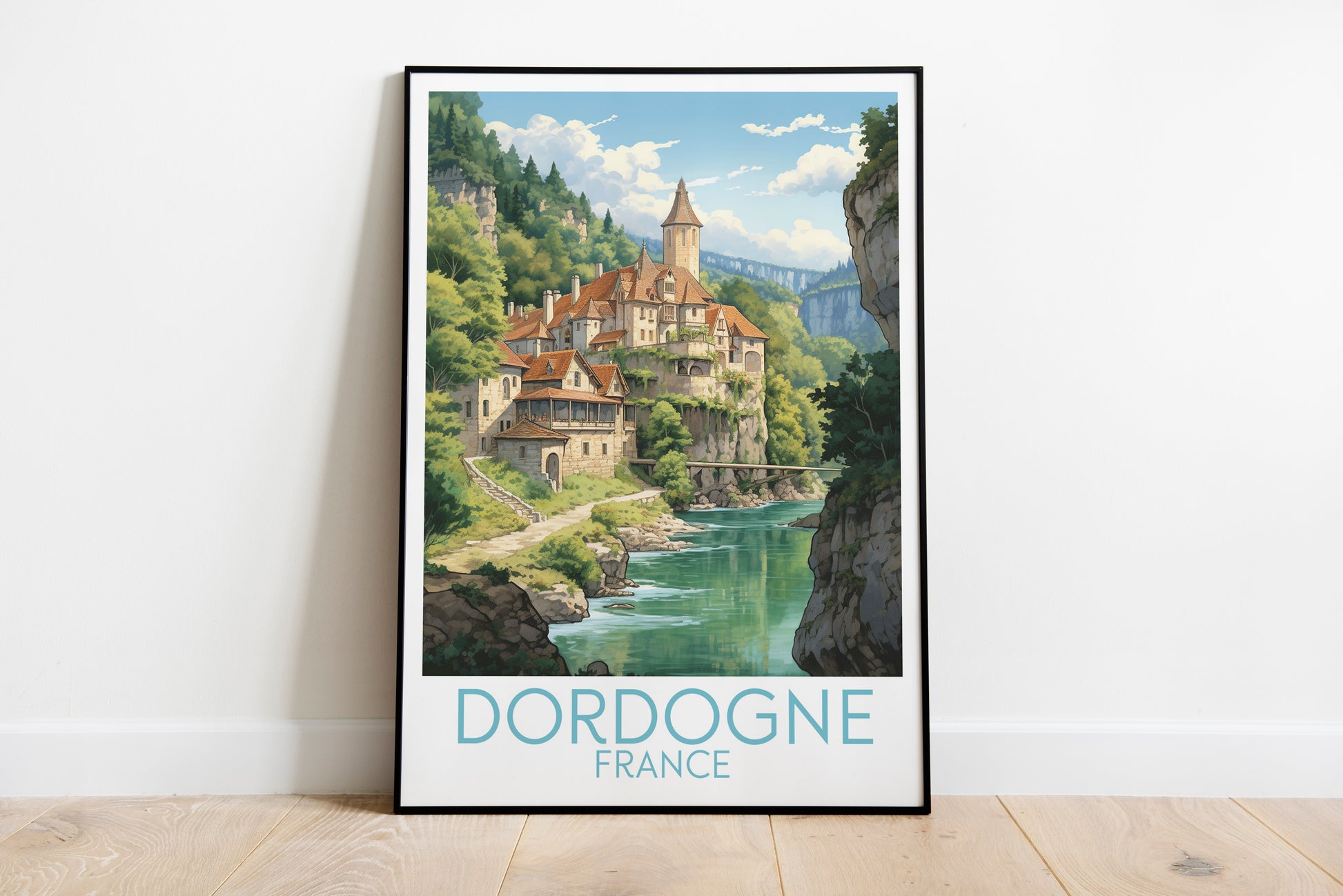 Dordogne travel poster on the ground France