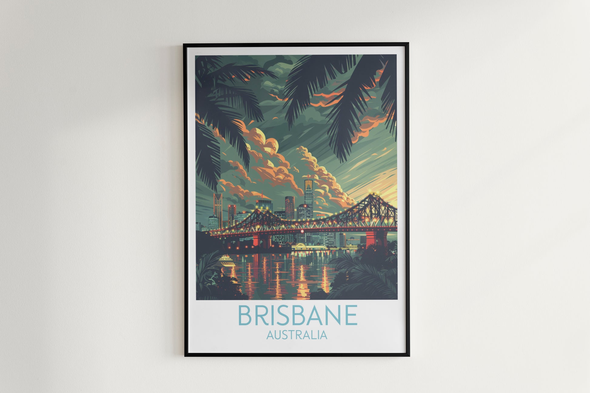 Brisbane travel poster on the wall Australia