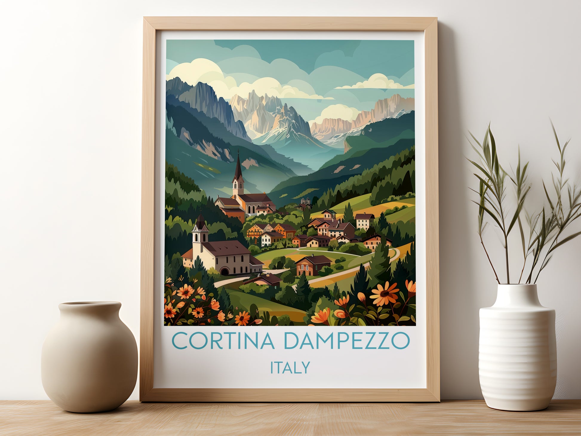 Cortina dampezzo travel poster for kitchen Italy