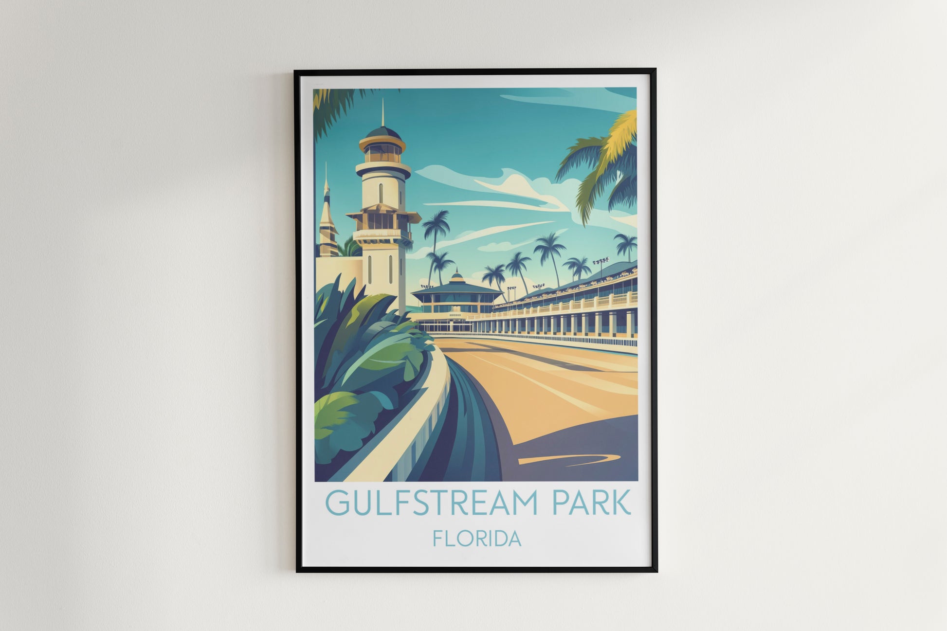 Gulfstream Park travel poster on the wall Florida