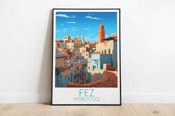 Fez travel poster on the ground Morocco