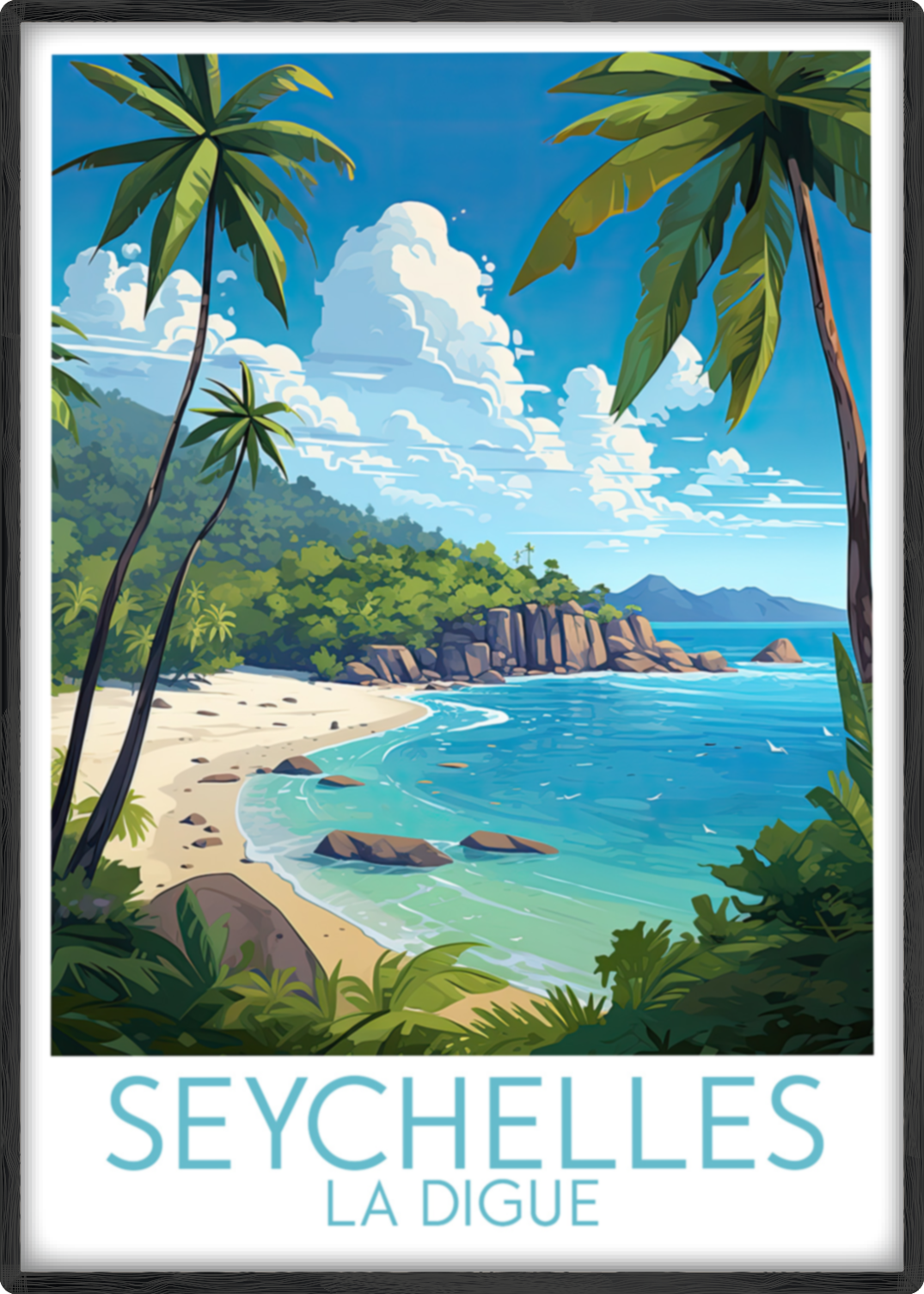 seychelles travel poster main la digue