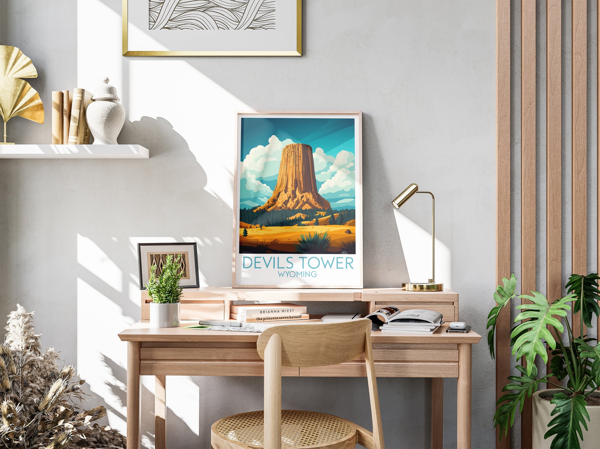 Devils Tower travel poster for desk Wyoming