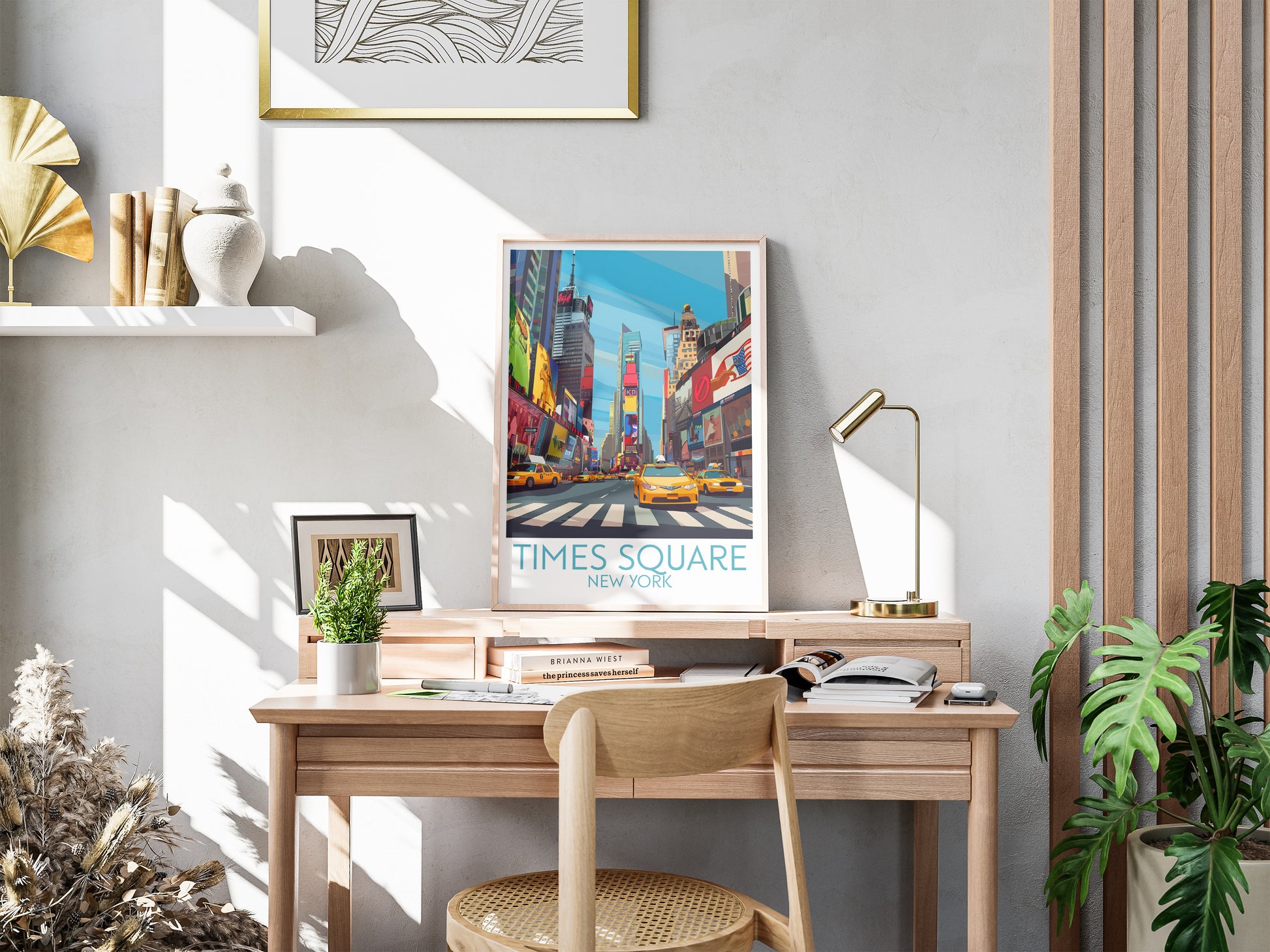 Times Square travel poster for desk New York