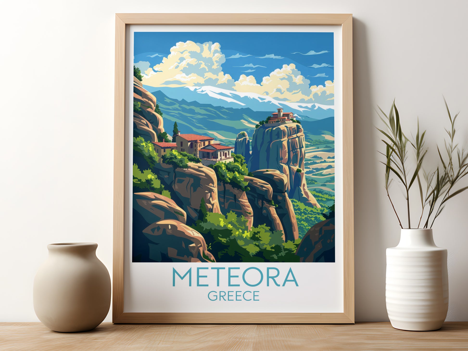 Meteora travel poster for kitchen Greece