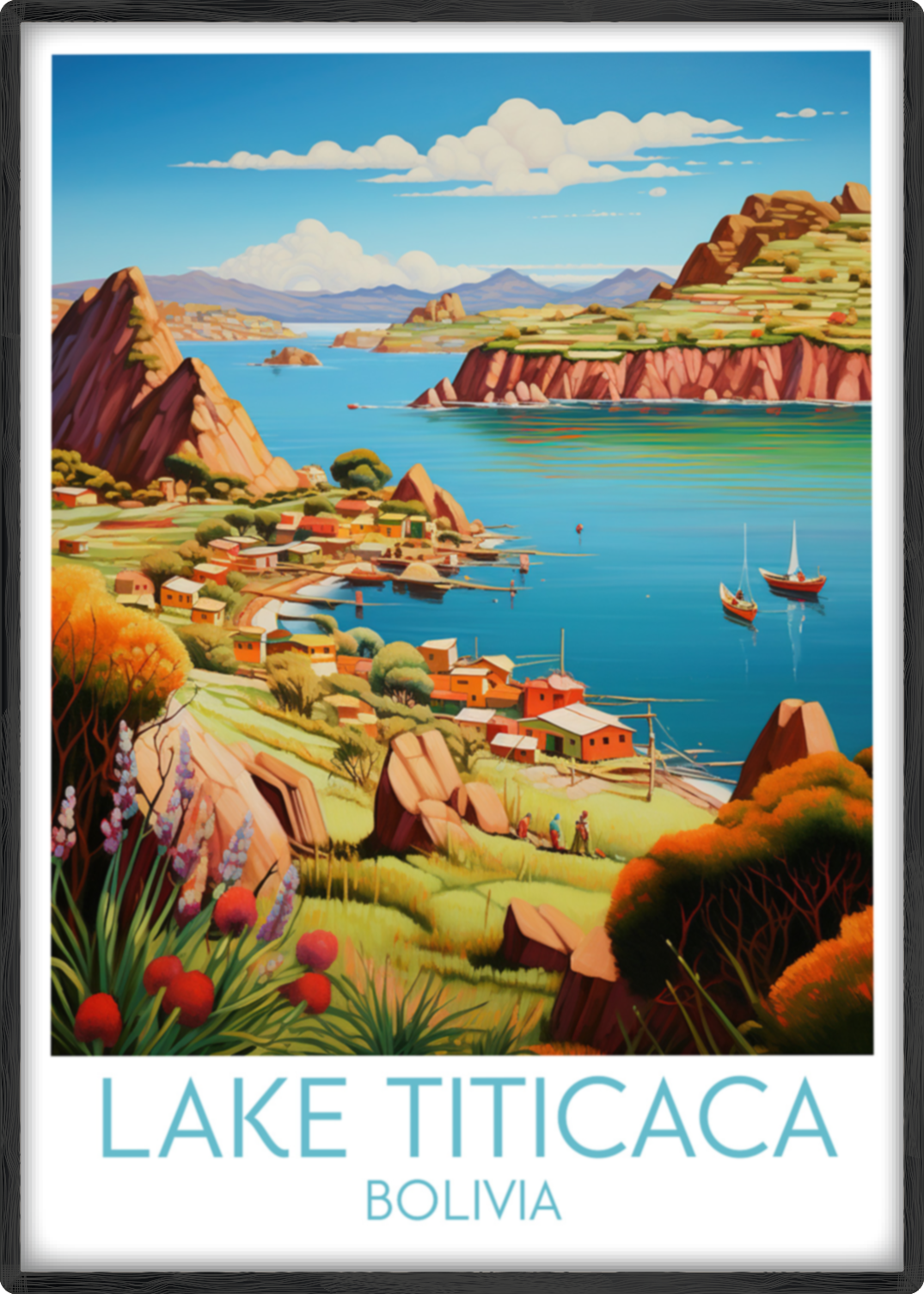 lake titicaca travel poster main bolivia