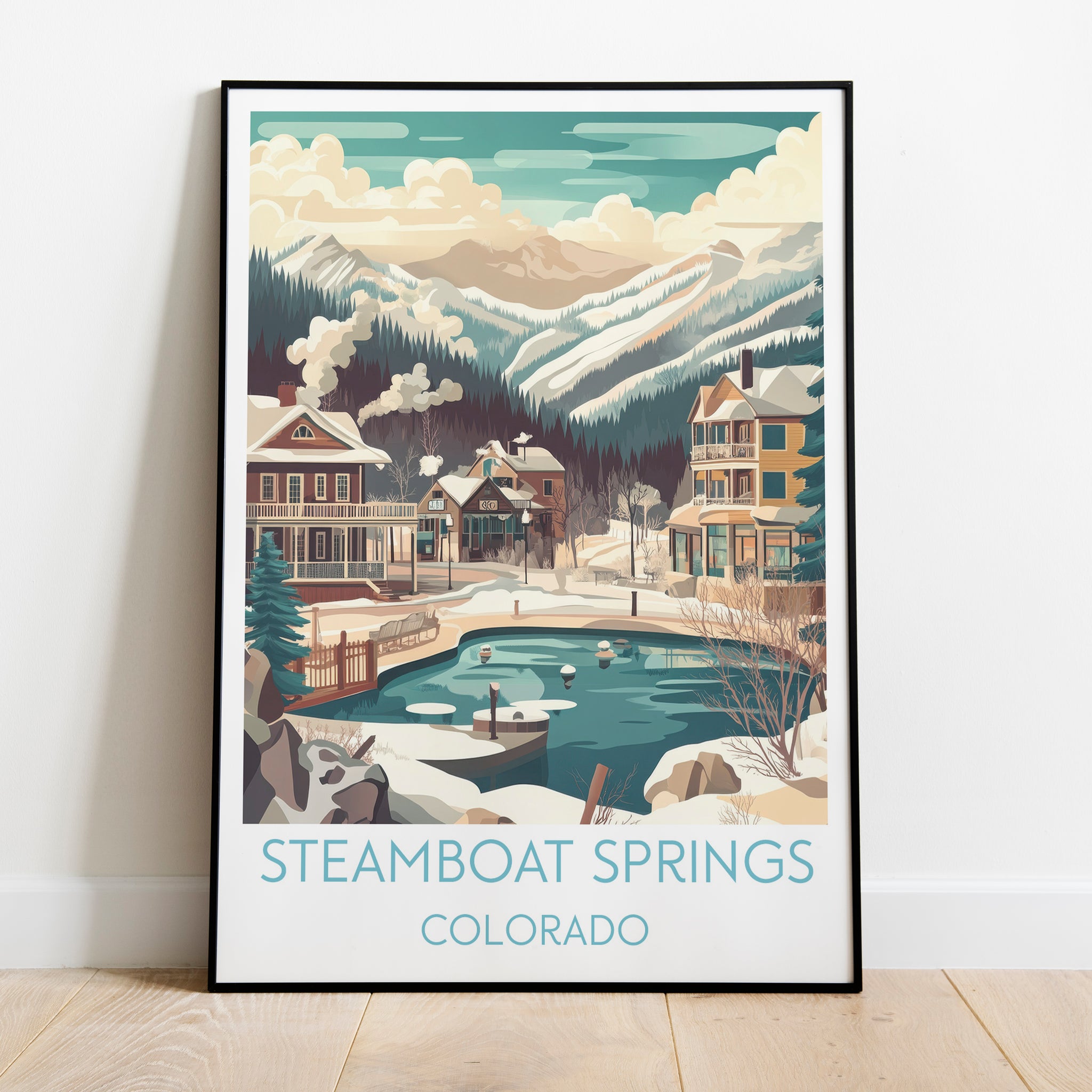 Steamboat Springs travel poster on the ground Colorado