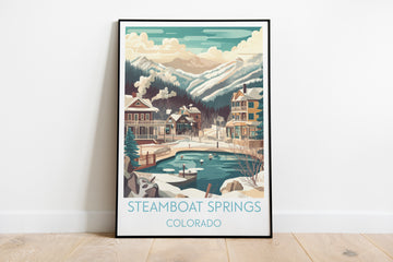 Steamboat Springs travel poster on the ground Colorado