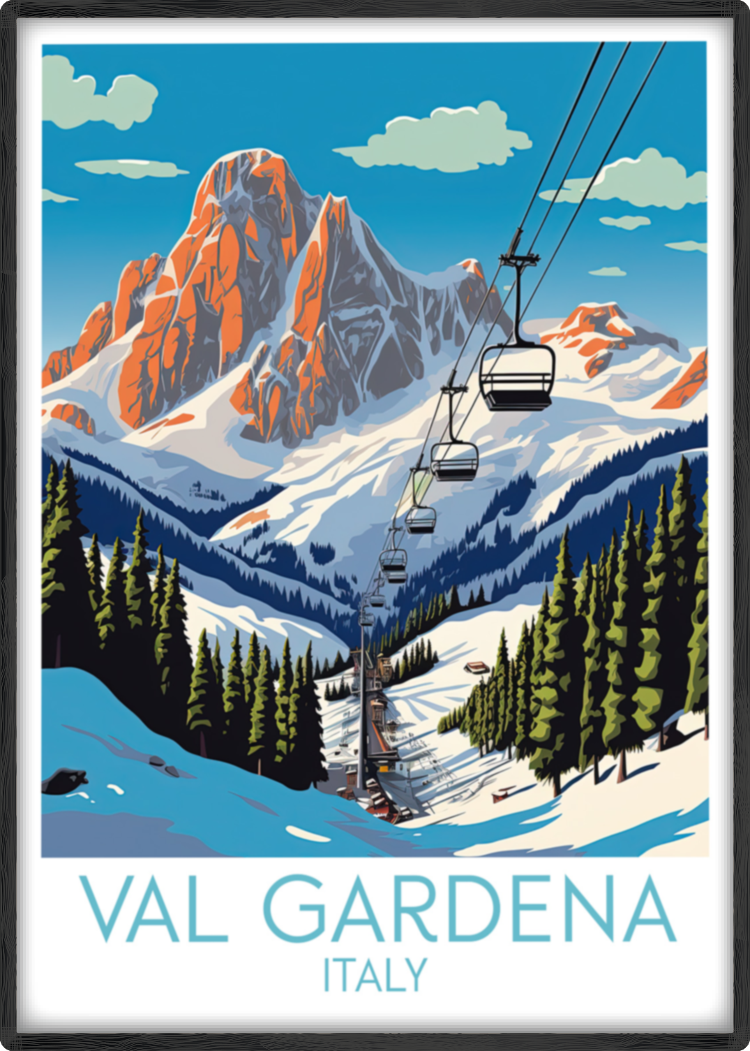 val gardena travel poster main italy