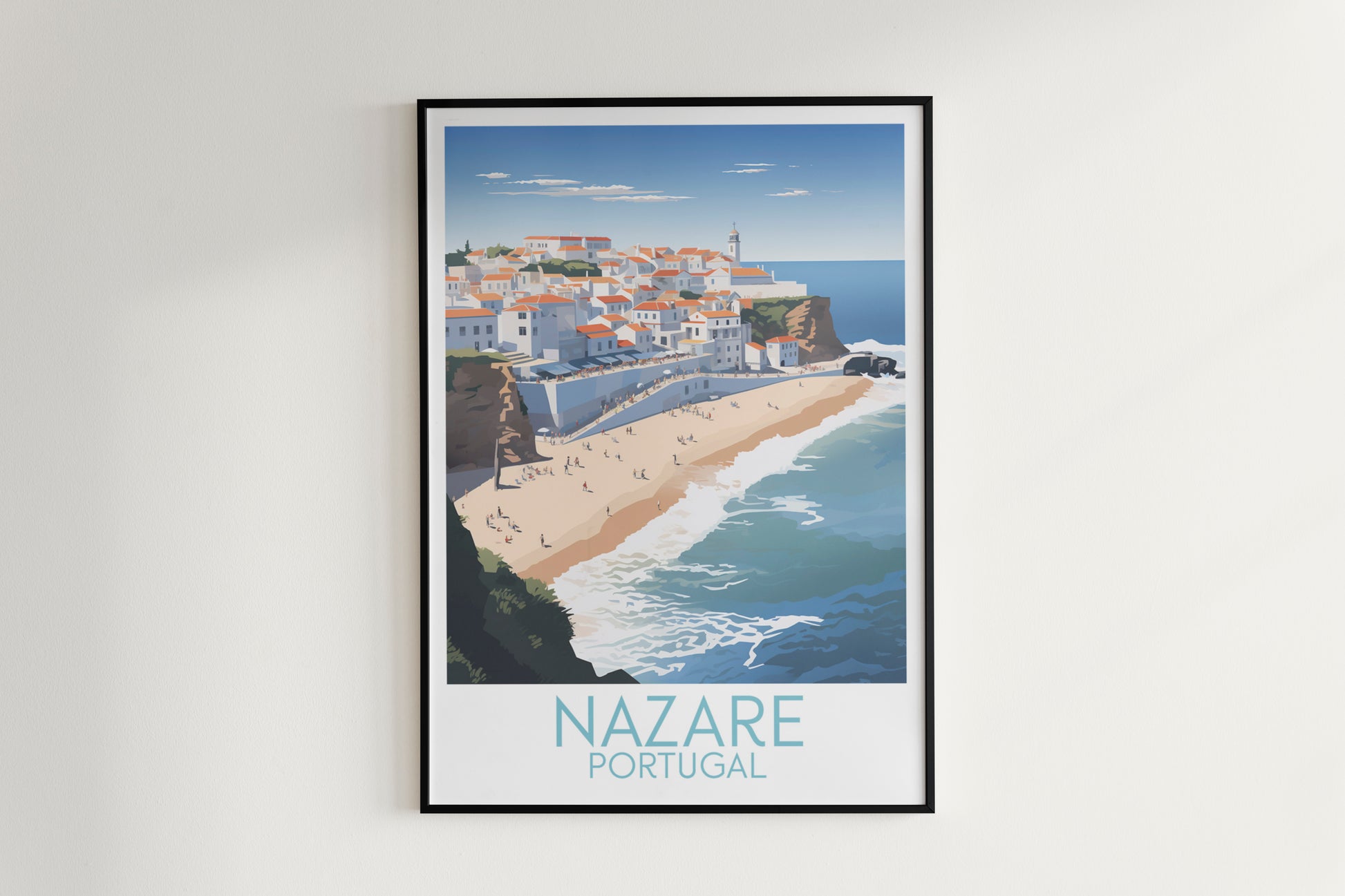 Nazare travel poster on the wall Portugal