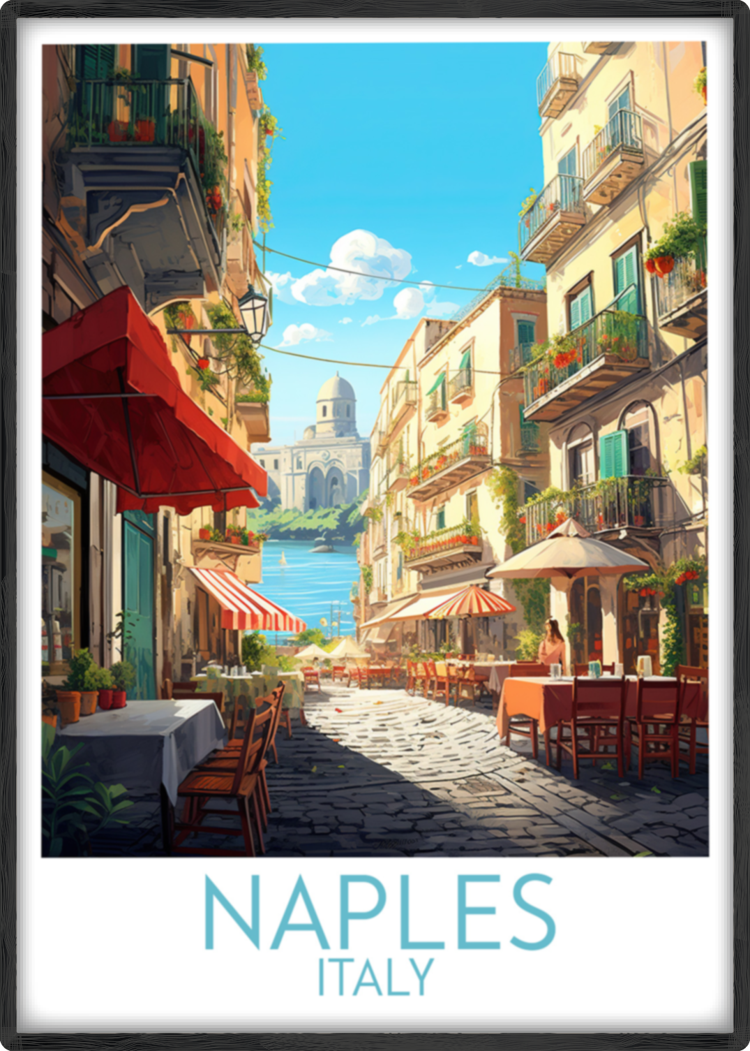 naples travel poster main italy