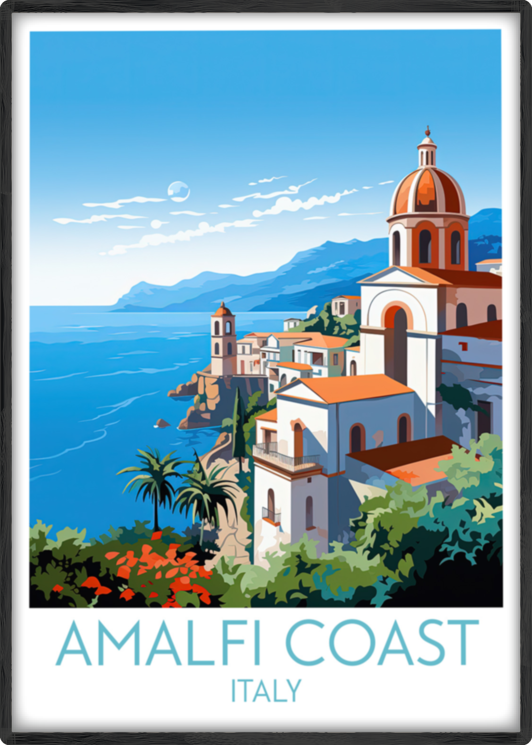 amalfi coast travel poster main italy