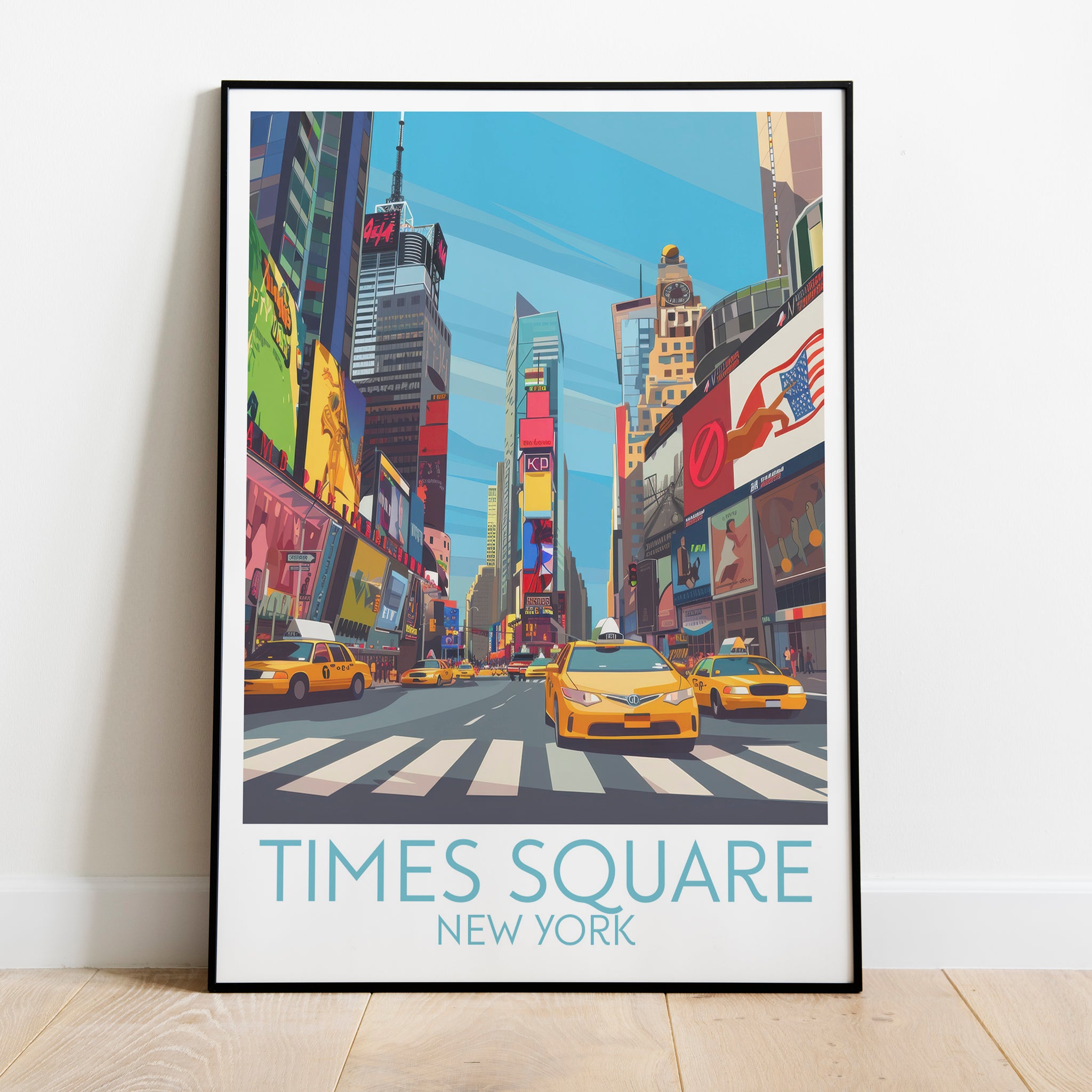 Times Square travel poster on the ground New York