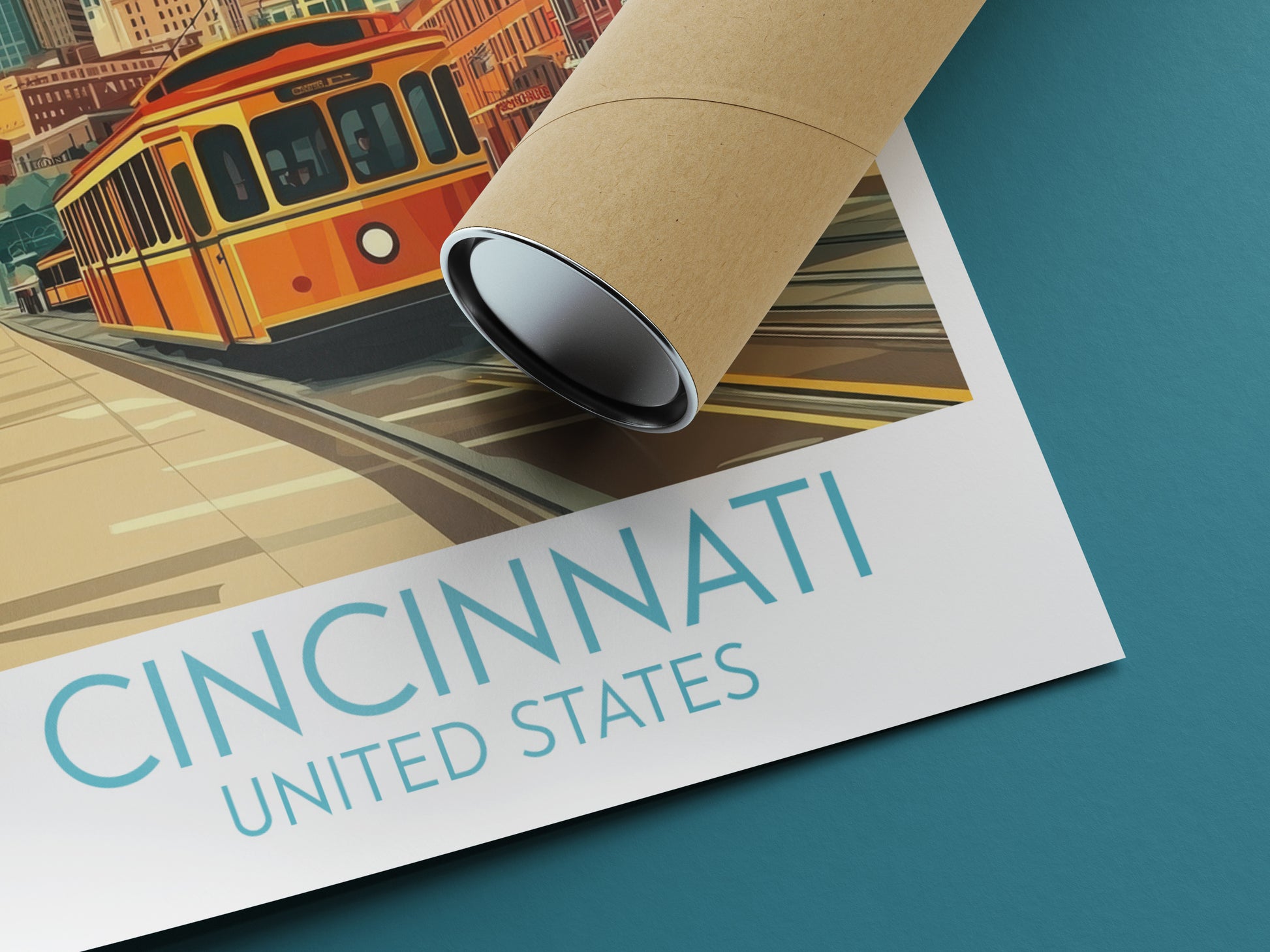 Cincinnati travel poster rolled United States