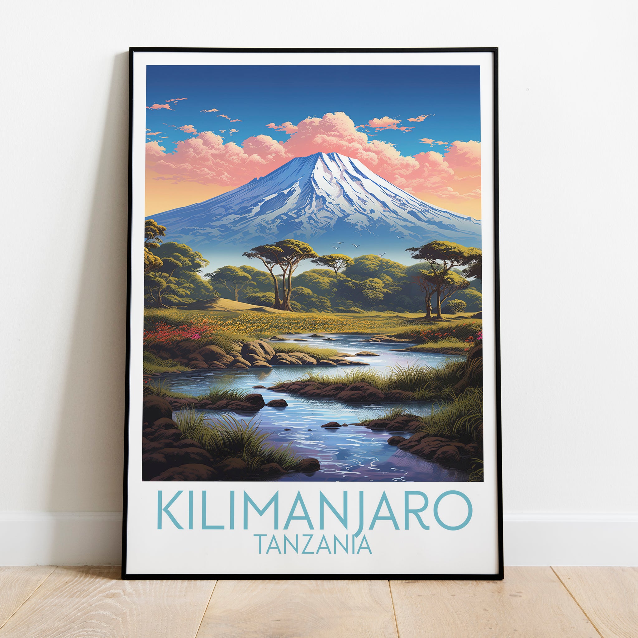 Kilimanjaro travel poster on the ground Tanzania