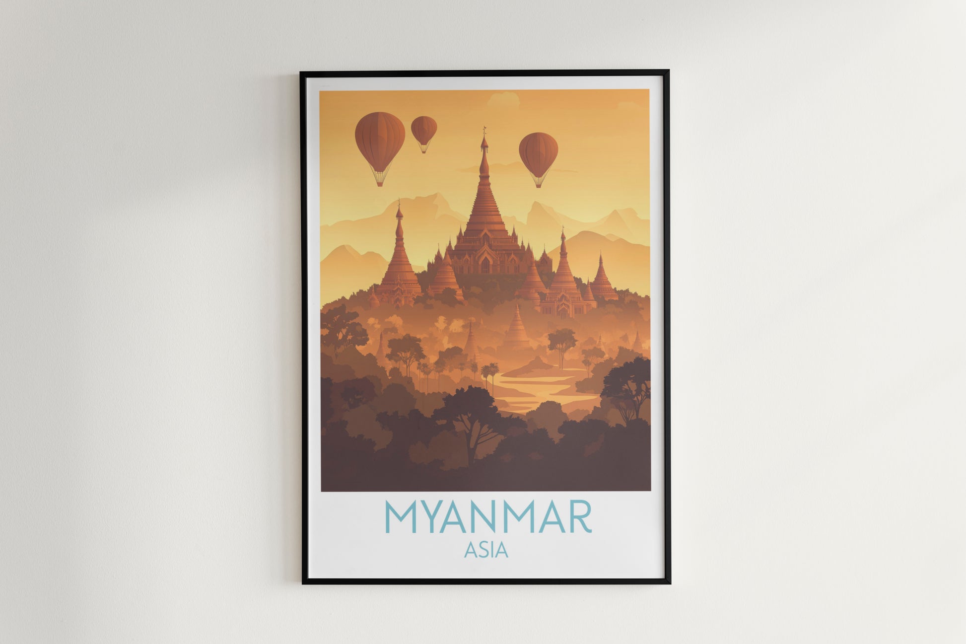 Myanmar travel poster on the wall Asia