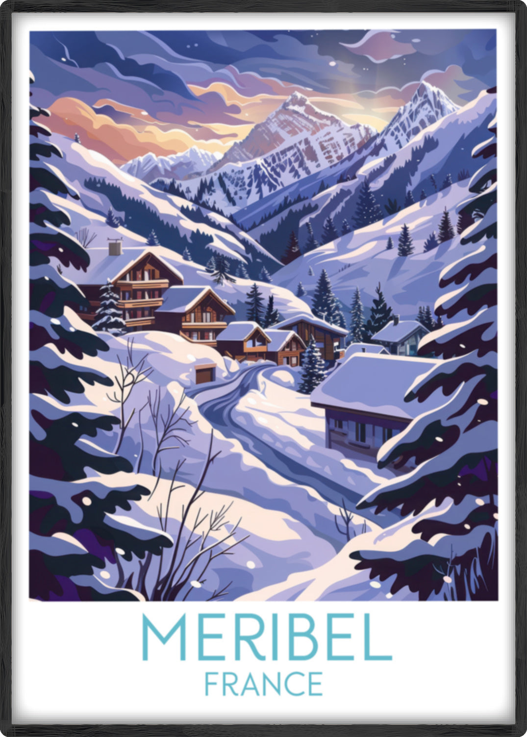 Meribel travel poster main France