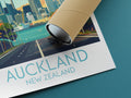 Auckland travel poster rolled New Zealand