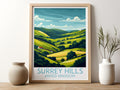 Surrey Hills travel poster for kitchen United Kingdom