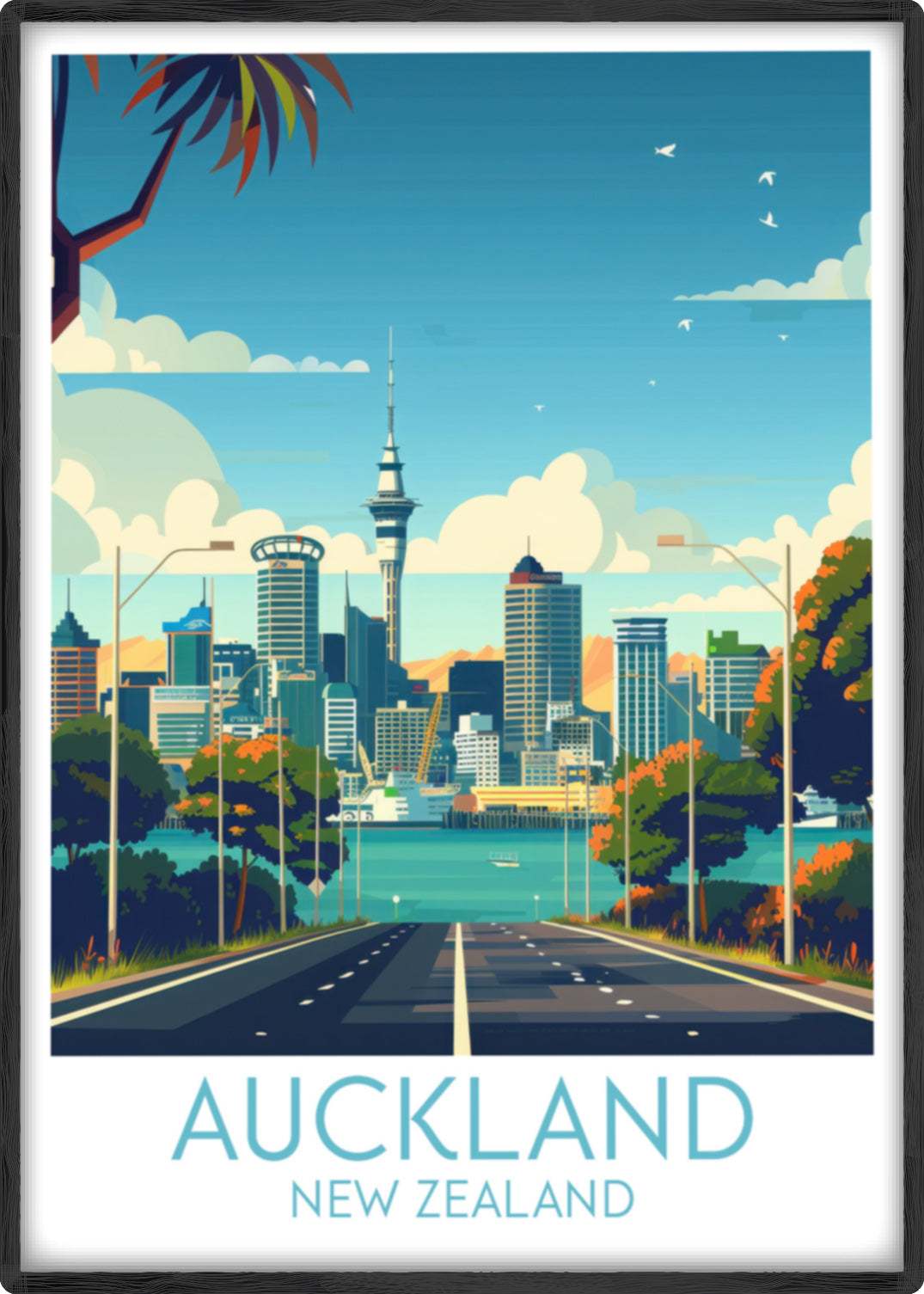 Auckland travel poster main New Zealand