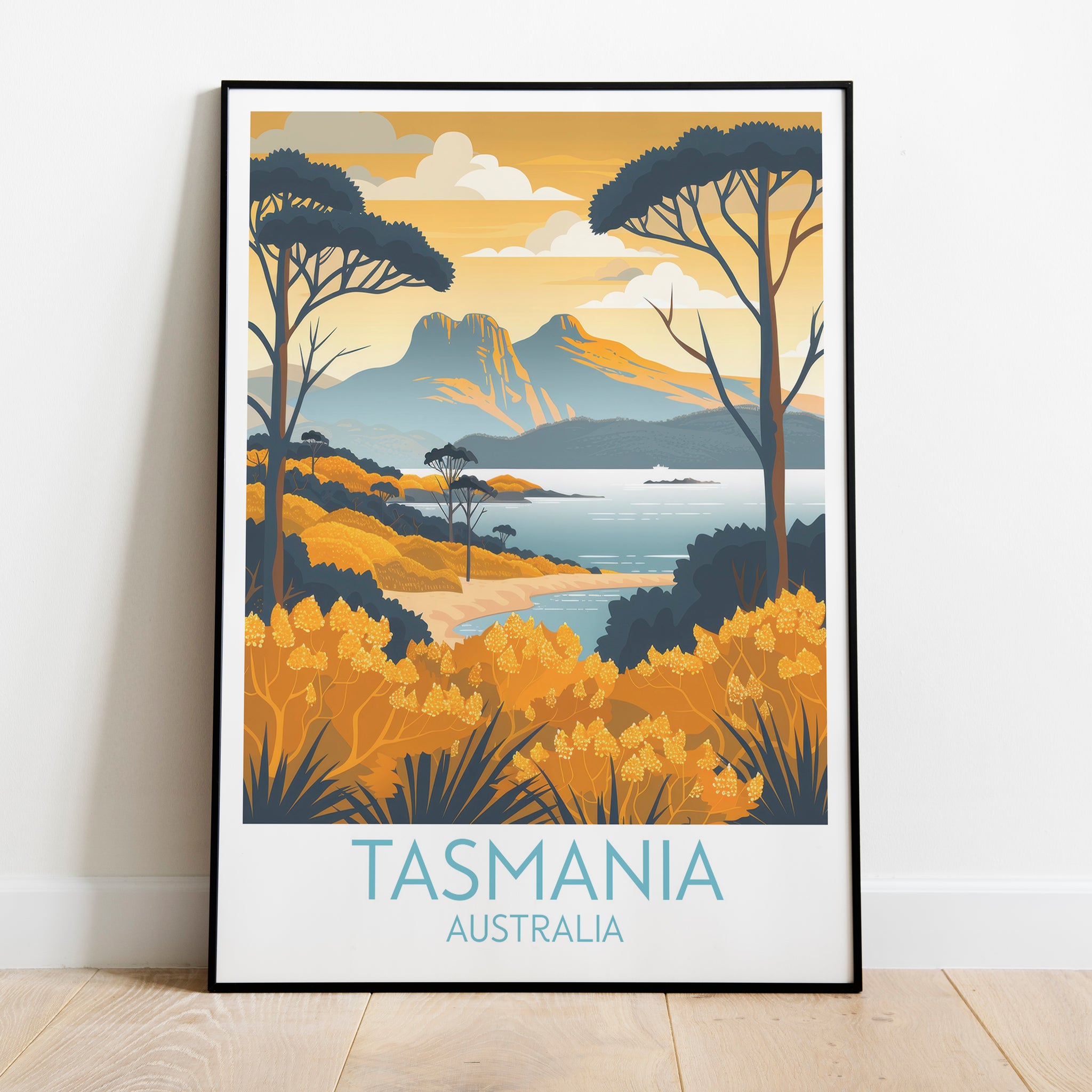 Tasmania travel poster on the ground Australia