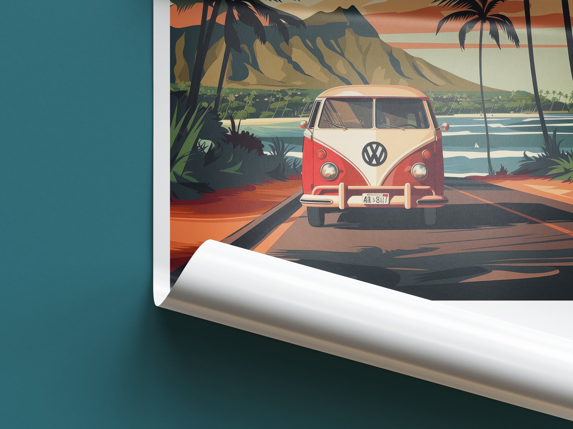 Oahu travel poster roll up Hawaii